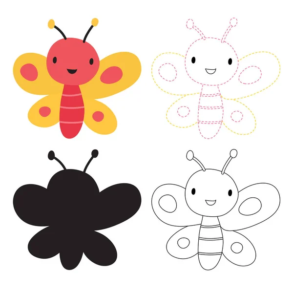 Diseño Vectores Hoja Trabajo Mariposa Para Niños Diseño Vectores Obras — Vector de stock