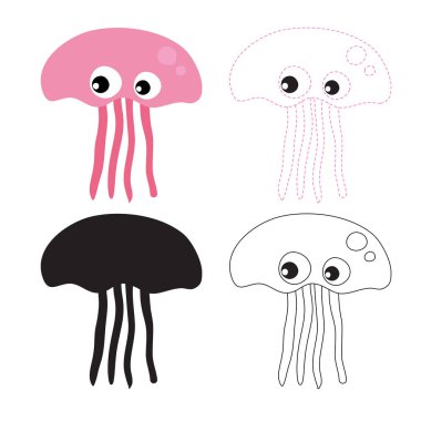 denizanası çalışma sayfası vektör tasarımı için çocuk, denizanası sanat vektör tasarımı