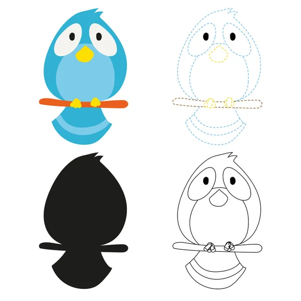 鳥作品ベクター デザインの子供のための子供のための鳥ワークシート ベクター デザイン — ストックベクタ