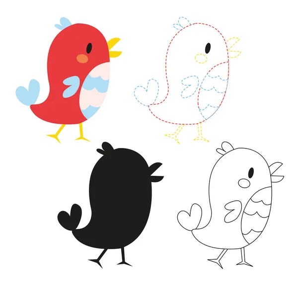 Çocuk Çocuk Için Kuş Sanat Vektör Tasarımı Için Kuş Çalışma — Stok Vektör