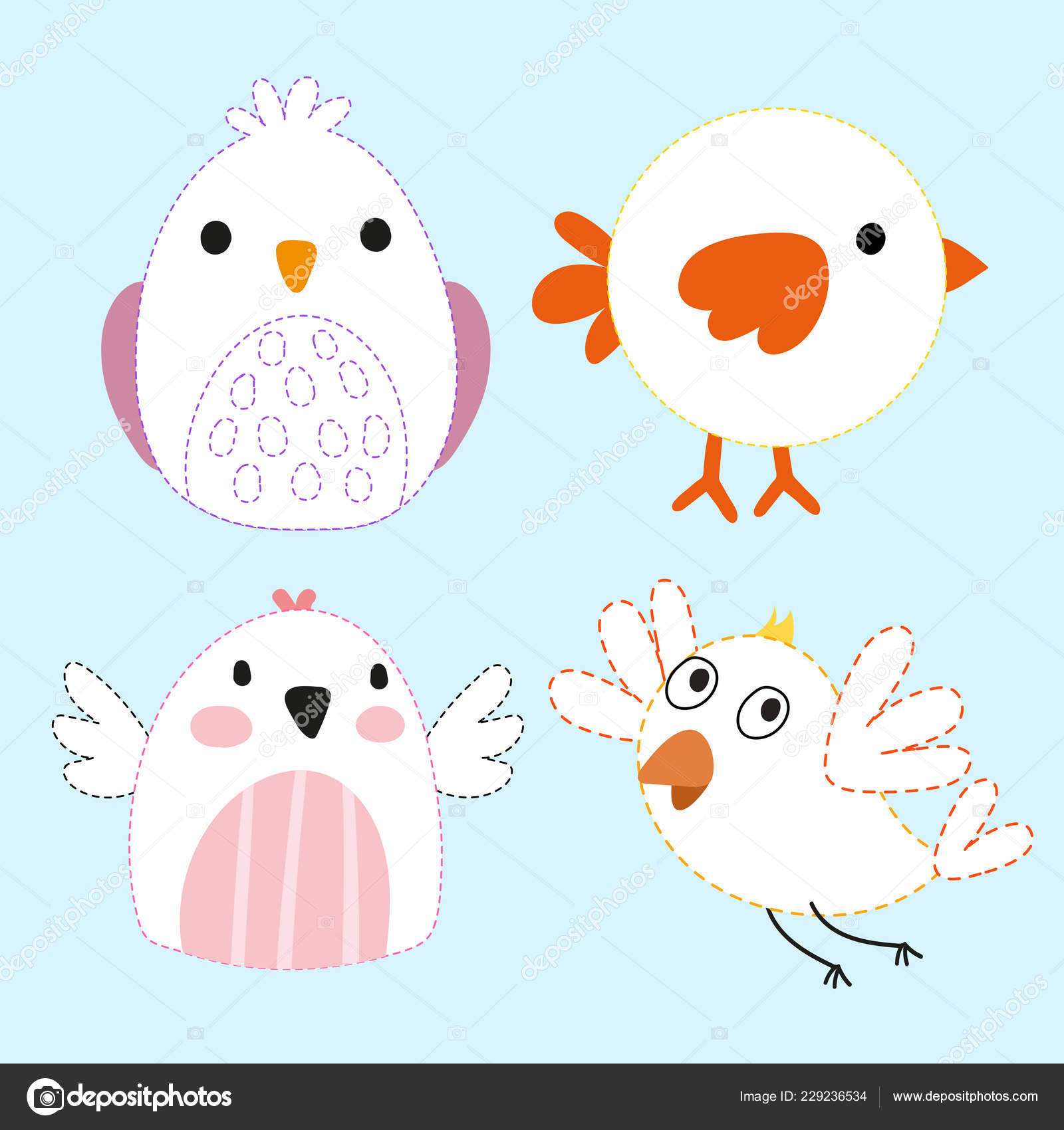Birds Line Drawing Vector Design Kid Animals Page Coloring Vector Stock  Vector Image by © #229236534