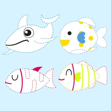 Çocuk, hayvan sayfa boyama vektör tasarım için hayvanlar çizim vektör tasarımı