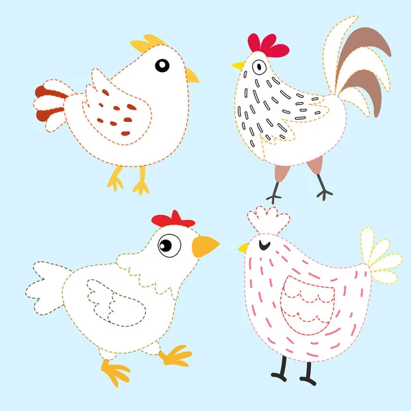 Chicken Line Drawing Vector Design Kid Animals Page Coloring Vector — Stock Vector