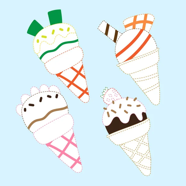 Ice Cream Line Drawing Vector Design Kid Ice Cream Page — Stock Vector