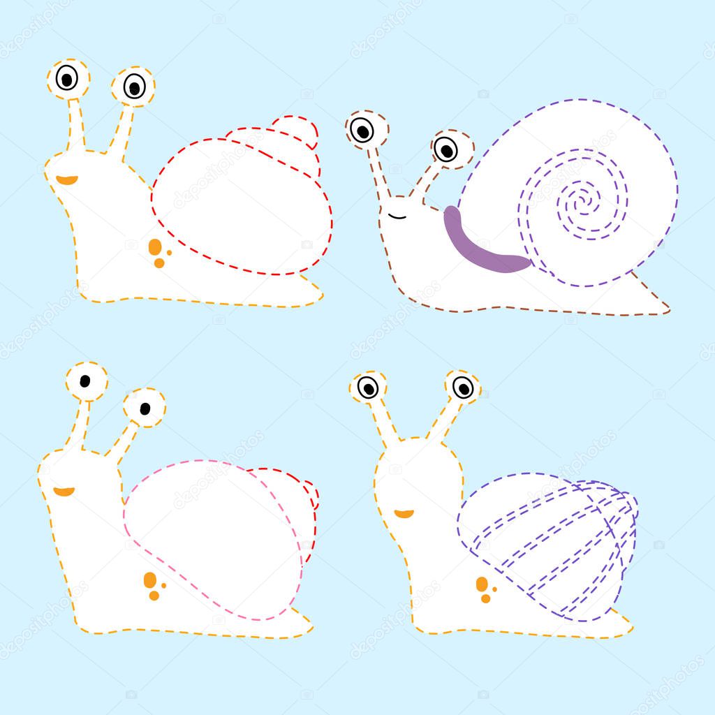 snail line drawing vector design for kid, animals page coloring vector design