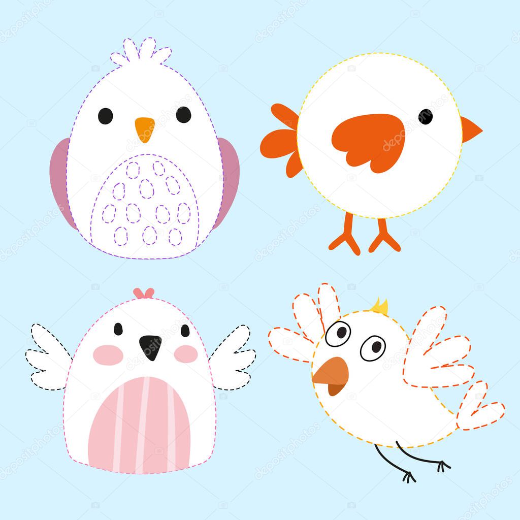 birds line drawing vector design for kid, animals page coloring vector design