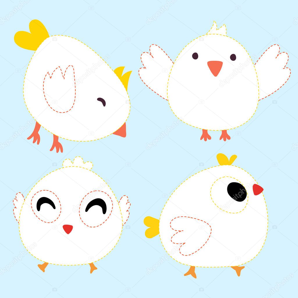 chick line drawing vector design for kid, animals page coloring vector design