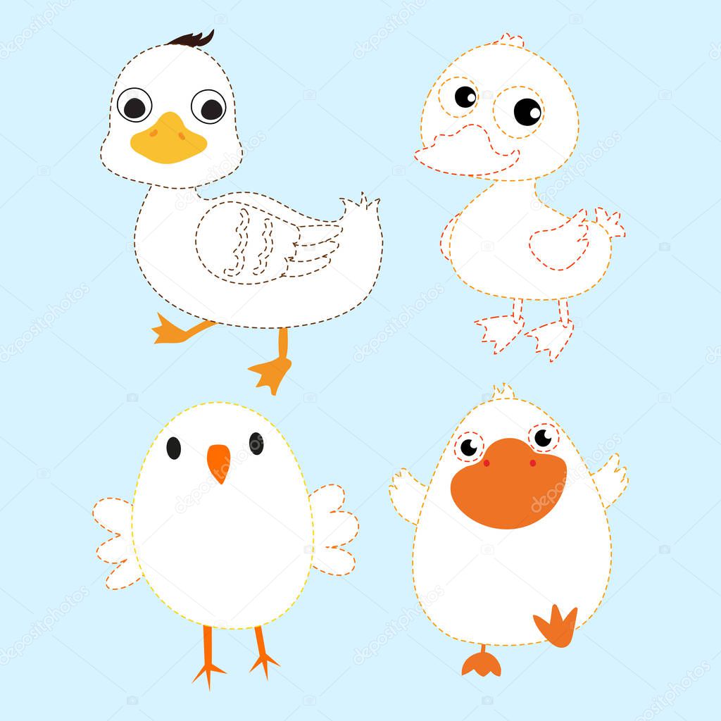 animals line drawing vector design for kid, animals page coloring vector design