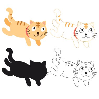 kedi çalışma sayfası vektör tasarımı, kedi sanat vektör tasarımı