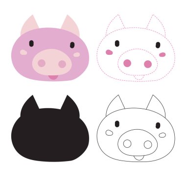 domuz çalışma sayfası vektör tasarımı, domuz sanat vektör tasarımı