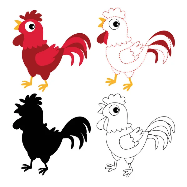 Chicken Arkusza Wektor Projekt Projekt Kurczaka Sztuka Wektor — Wektor stockowy
