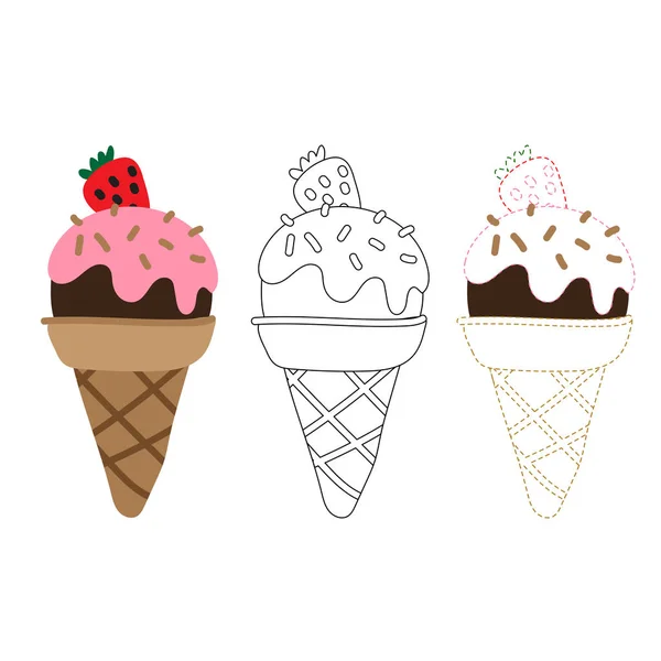 Ice Cream Worksheet Vector Design Ice Cream Artwork Vector Design — Stock Vector