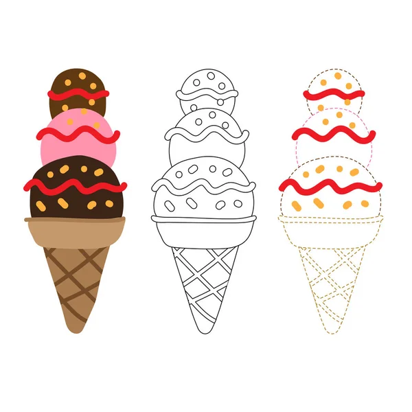 Ice Cream Worksheet Vector Design Ice Cream Artwork Vector Design — Stock Vector