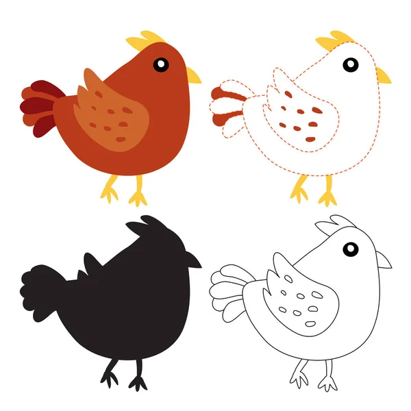 Diseño Vectores Hoja Trabajo Pollo Diseño Vectores Ilustraciones Pollo — Vector de stock