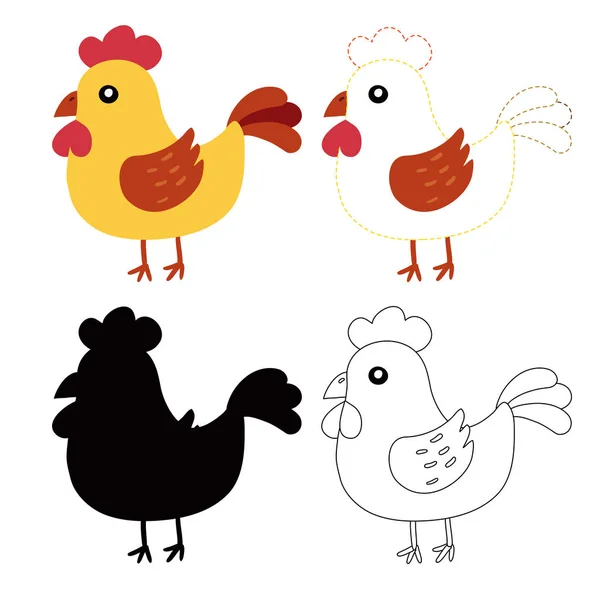 Diseño Vectores Hoja Trabajo Pollo Diseño Vectores Ilustraciones Pollo — Archivo Imágenes Vectoriales