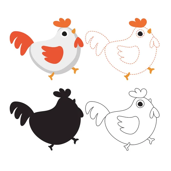 Diseño Vectores Hoja Trabajo Pollo Diseño Vectores Ilustraciones Pollo — Archivo Imágenes Vectoriales