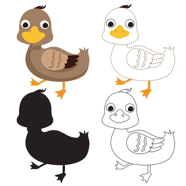 Duck Worksheet Vektordesign Duck Artwork Vektordesign — Stockvektor