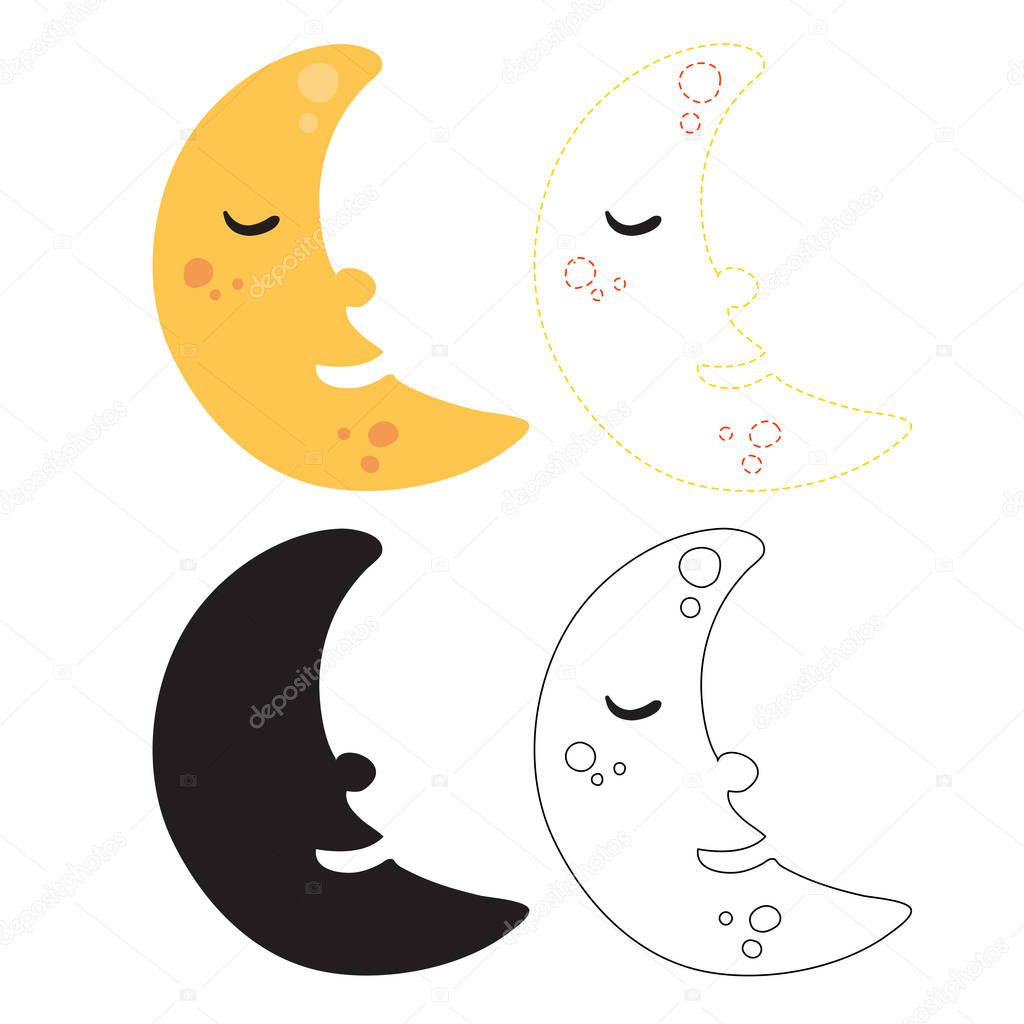 moon worksheet vector design, moon artwork vector design