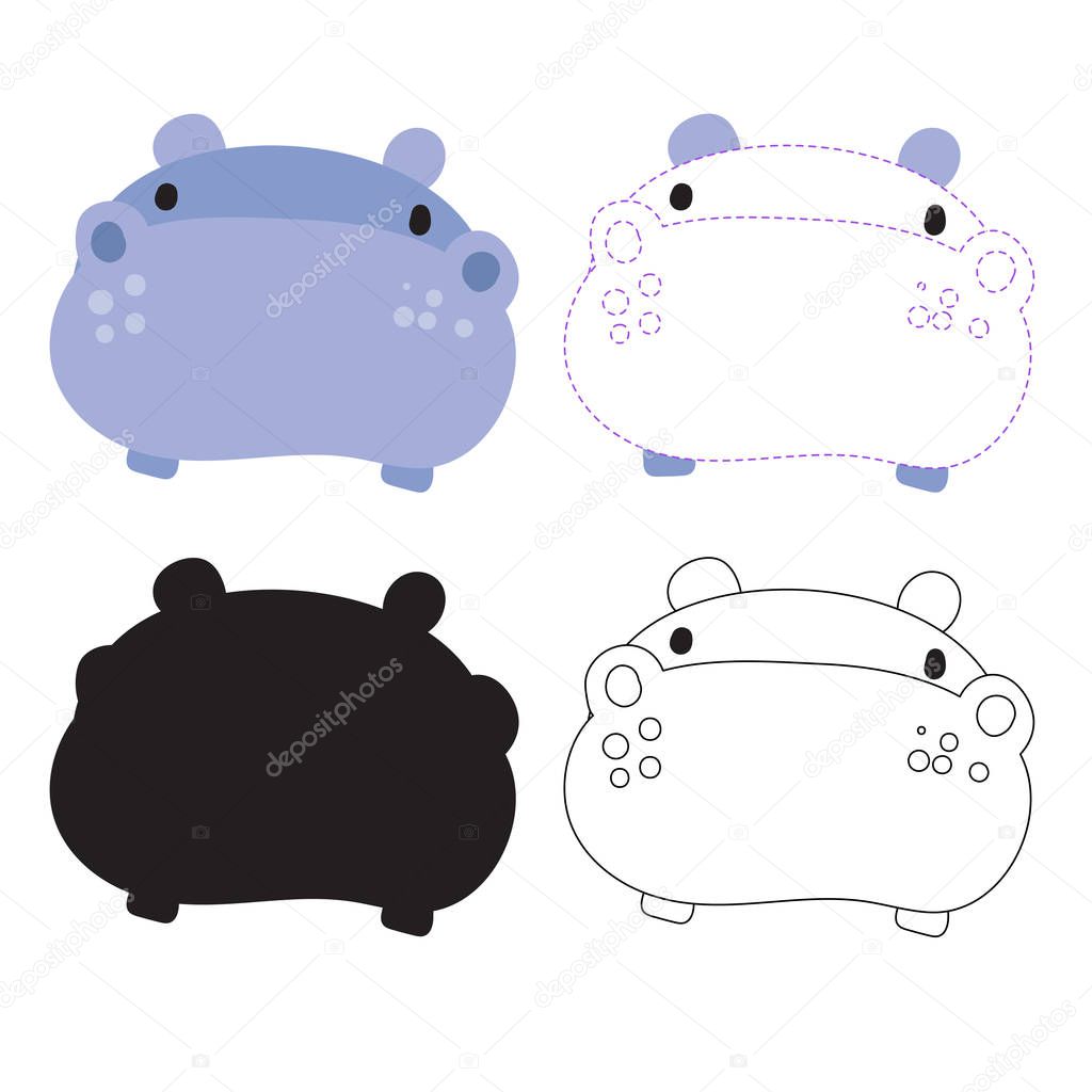 hippopotamus worksheet vector design, hippopotamus artwork vector design