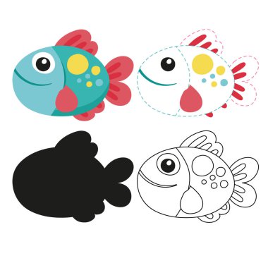 çalışma sayfası vektör tasarımı balık, balık sanat vektör tasarımı