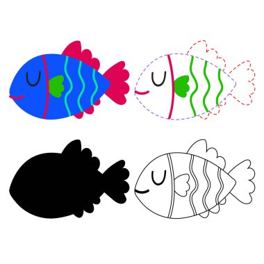 çalışma sayfası vektör tasarımı balık, balık sanat vektör tasarımı