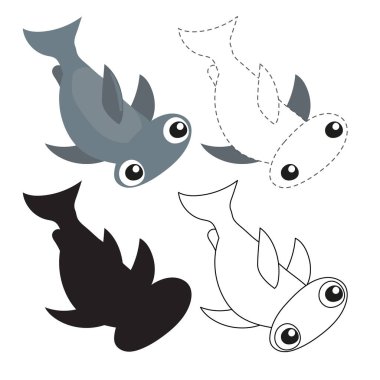 köpekbalığı çalışma sayfası vektör tasarımı, köpekbalığı sanat vektör tasarımı