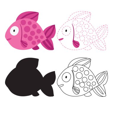 çalışma sayfası vektör tasarımı balık, balık sanat vektör tasarımı
