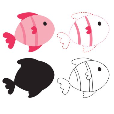 çalışma sayfası vektör tasarımı balık, balık sanat vektör tasarımı