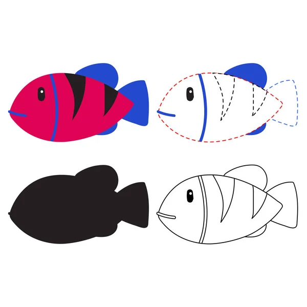 Çalışma Sayfası Vektör Tasarımı Balık Balık Sanat Vektör Tasarımı — Stok Vektör