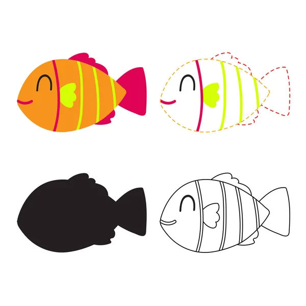 Feuille Travail Poisson Conception Vectorielle Conception Vectorielle Illustration Poisson — Image vectorielle