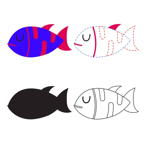 Feuille Travail Poisson Conception Vectorielle Conception Vectorielle Illustration Poisson — Image vectorielle