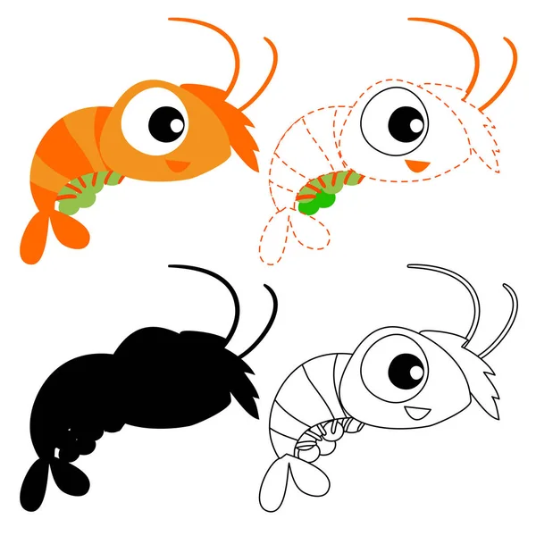 Shrimp Worksheet Vector Design Prawn Artwork Vector Design — Stock Vector