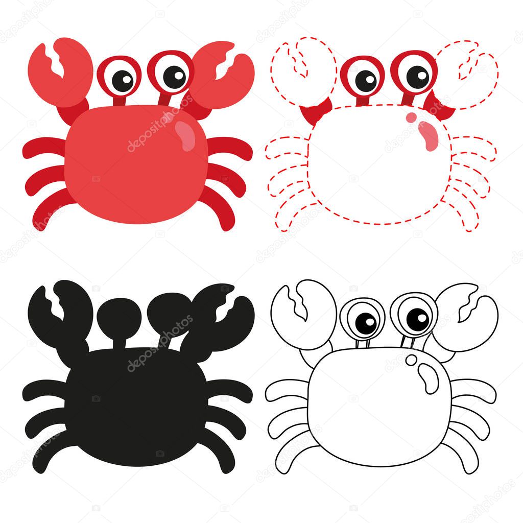 crab worksheet vector design, crab artwork vector design