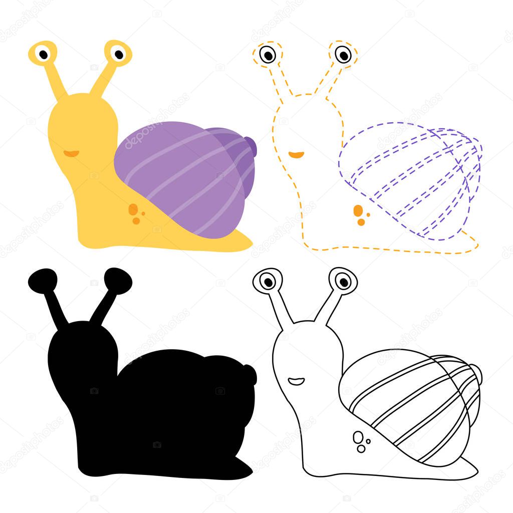 snail worksheet vector design, snail artwork vector design
