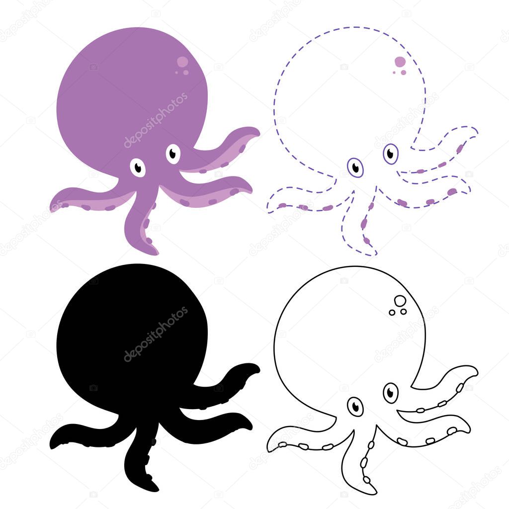 octopus worksheet vector design, octopus artwork vector design