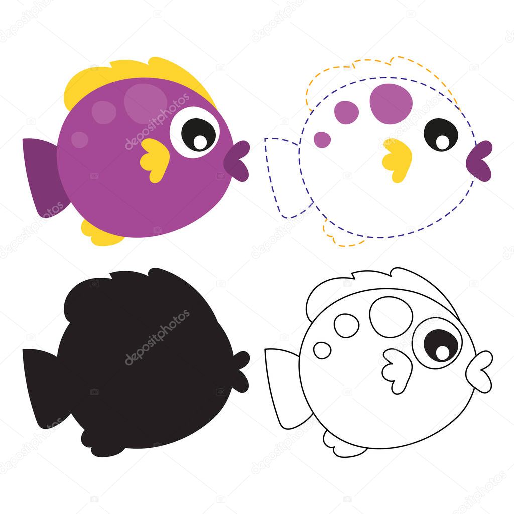 fish worksheet vector design, fish artwork vector design