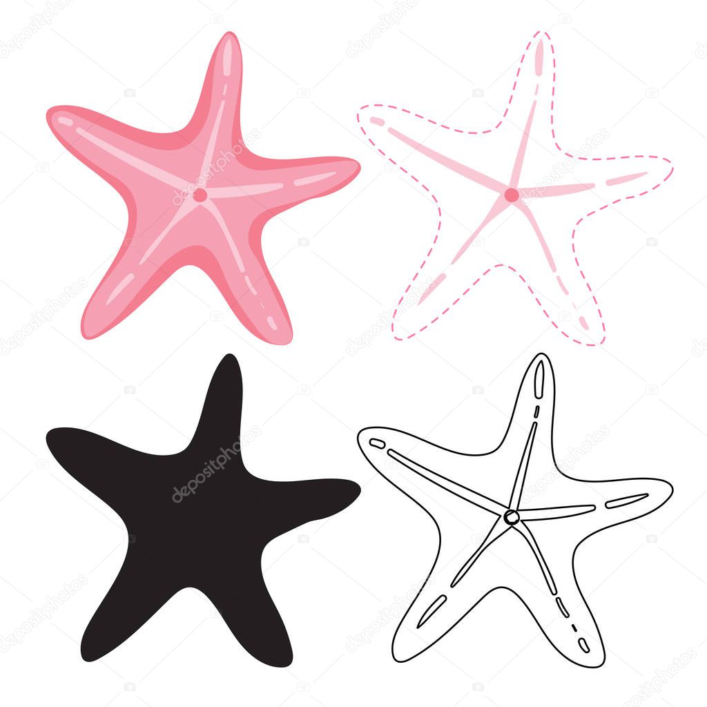 starfish worksheet vector design, starfish artwork vector design