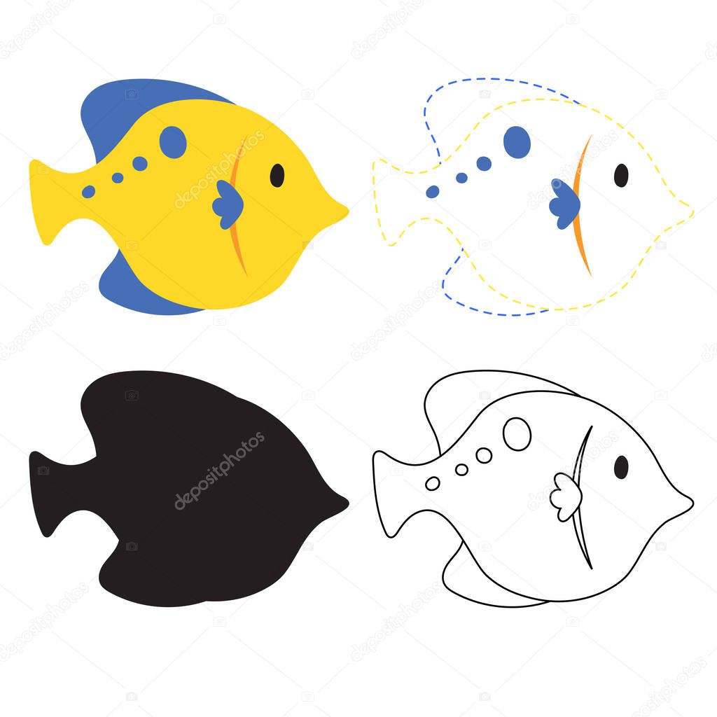 fish worksheet vector design, fish artwork vector design