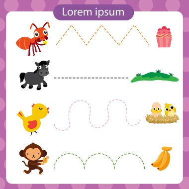 hayvanlar çalışma sayfası vektör tasarımı, hayvanlar sanat vektör tasarımı