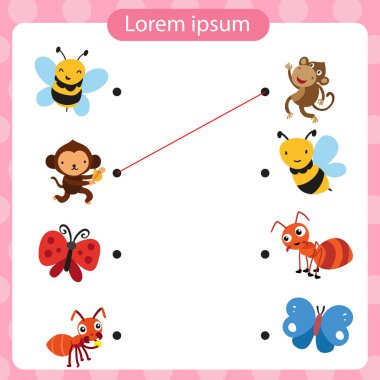 hayvanlar çalışma sayfası vektör tasarımı, hayvanlar sanat vektör tasarımı