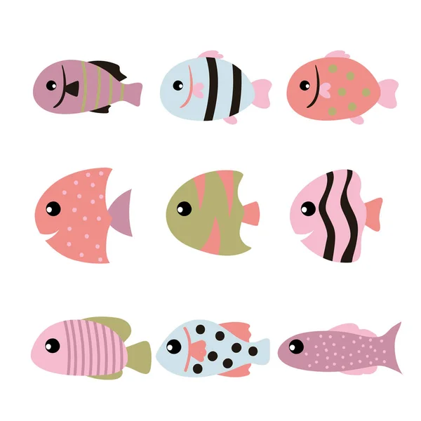 Peces Vector Colección Diseño Océano Vector Colección Diseño — Vector de stock