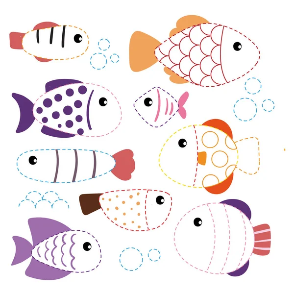 ワークシート ベクター デザインの魚 魚の作品デザインのベクトル — ストックベクタ
