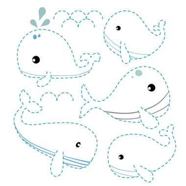 whale worksheet vector design, animals artwork vector design clipart