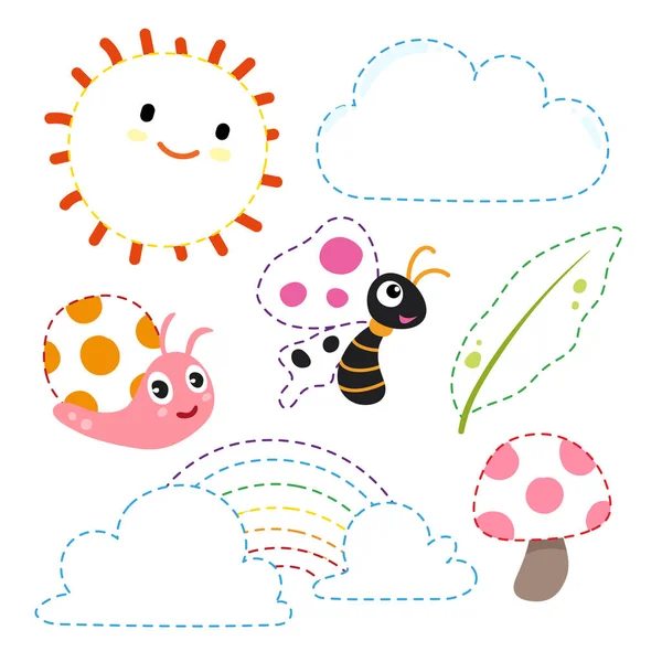 Doğa çalışma sayfası vektör tasarımı, Bahçe sanat vektör tasarımı