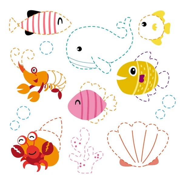 Doğa çalışma sayfası vektör tasarımı, hayvanlar sanat vektör tasarımı