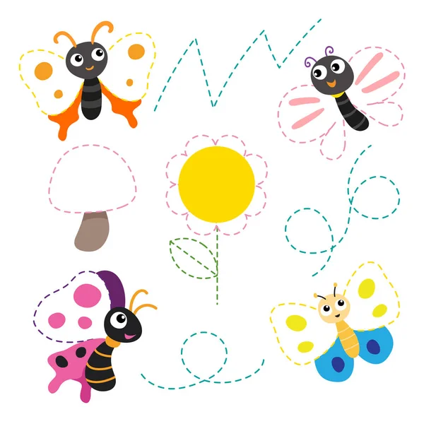 Doğa çalışma sayfası vektör tasarımı, hayvanlar sanat vektör tasarımı