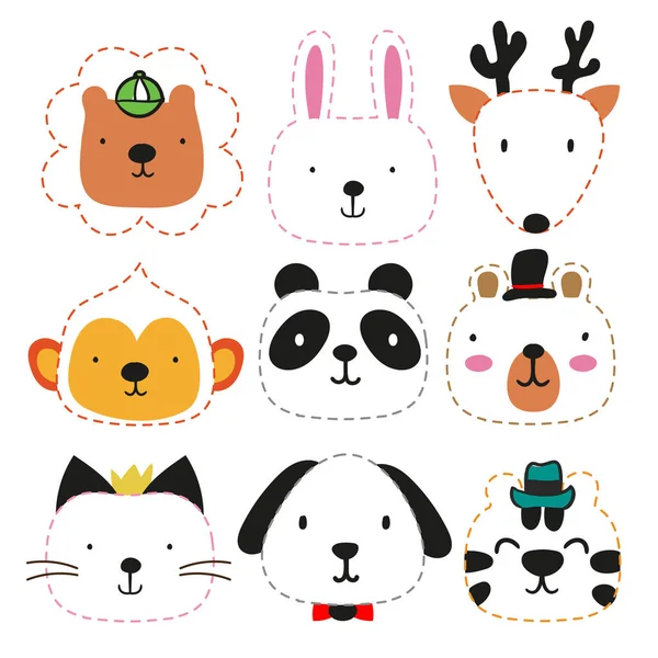 Cabeza Animales Bosquejo Diseño Vectorial Dibujos Animales Diseño Vectorial — Vector de stock