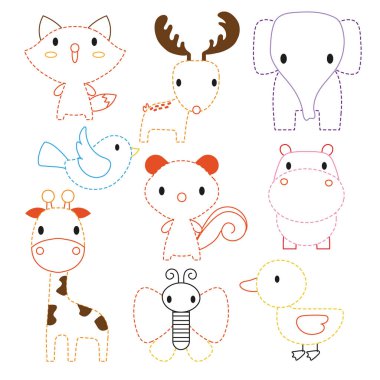 animals worksheet vector design, animals artwork vector design clipart