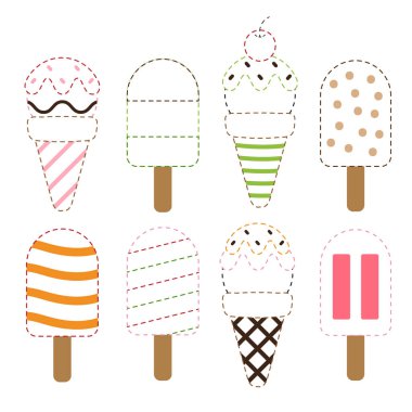 ice cream worksheet design, ice cream artwork vector design clipart
