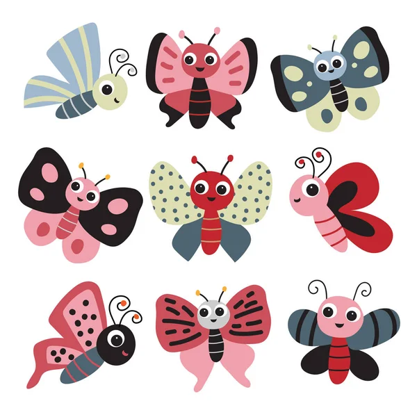 コレクション ベクター デザインの蝶 蝶のセット ベクター デザイン — ストックベクタ